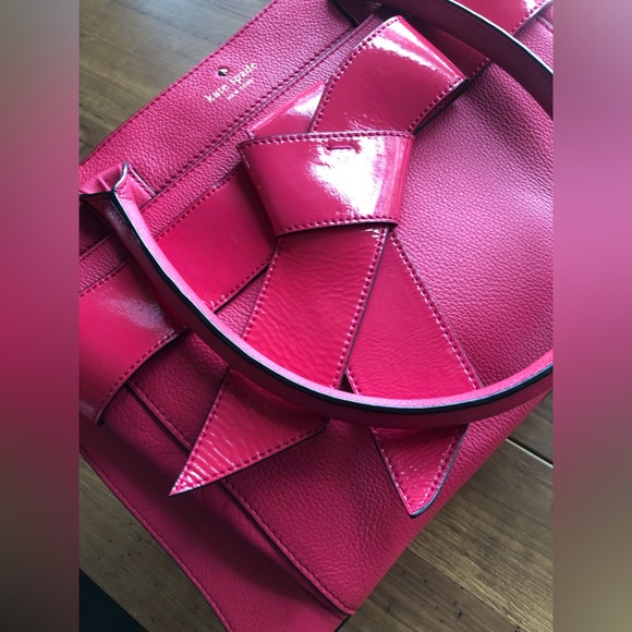 Kate Spade Bow Valley Rosa Leather Large Satchel Handbag - Picture 4 of 16